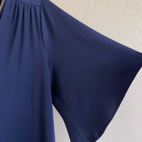 Michael Michael Kors navy blouse top zipper front gold zipper size M - Picture 3 of 3